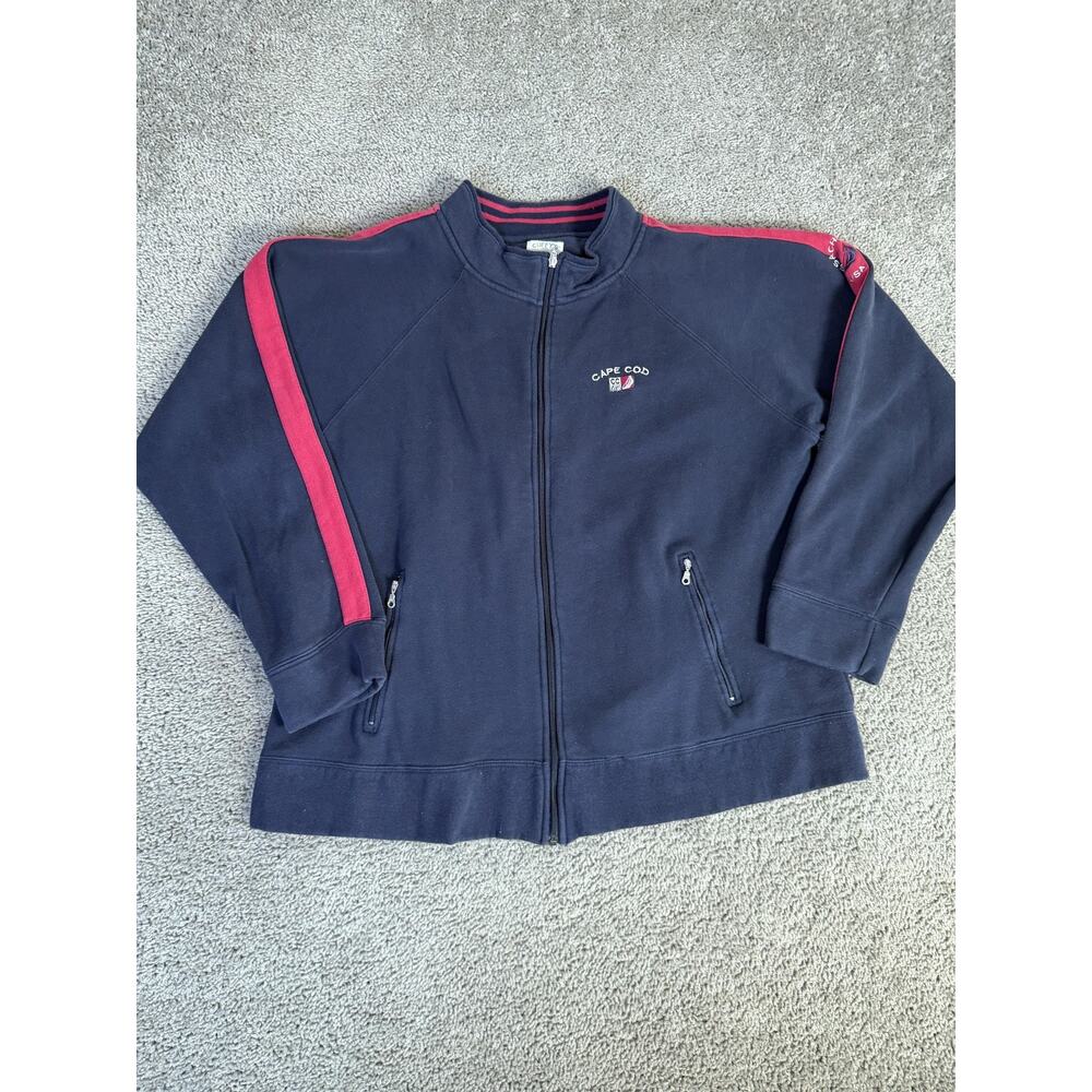 Cuffy's Of Cape Cod Jacket Mens XL Navy Blue Bomber Fleece Full Zip Embroidered